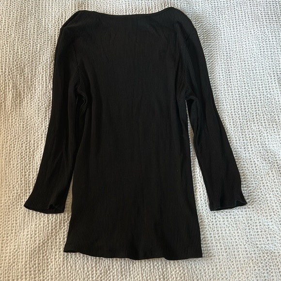 Taharai Black Square Neckline Ribbed Sweater - Picture 5 of 5